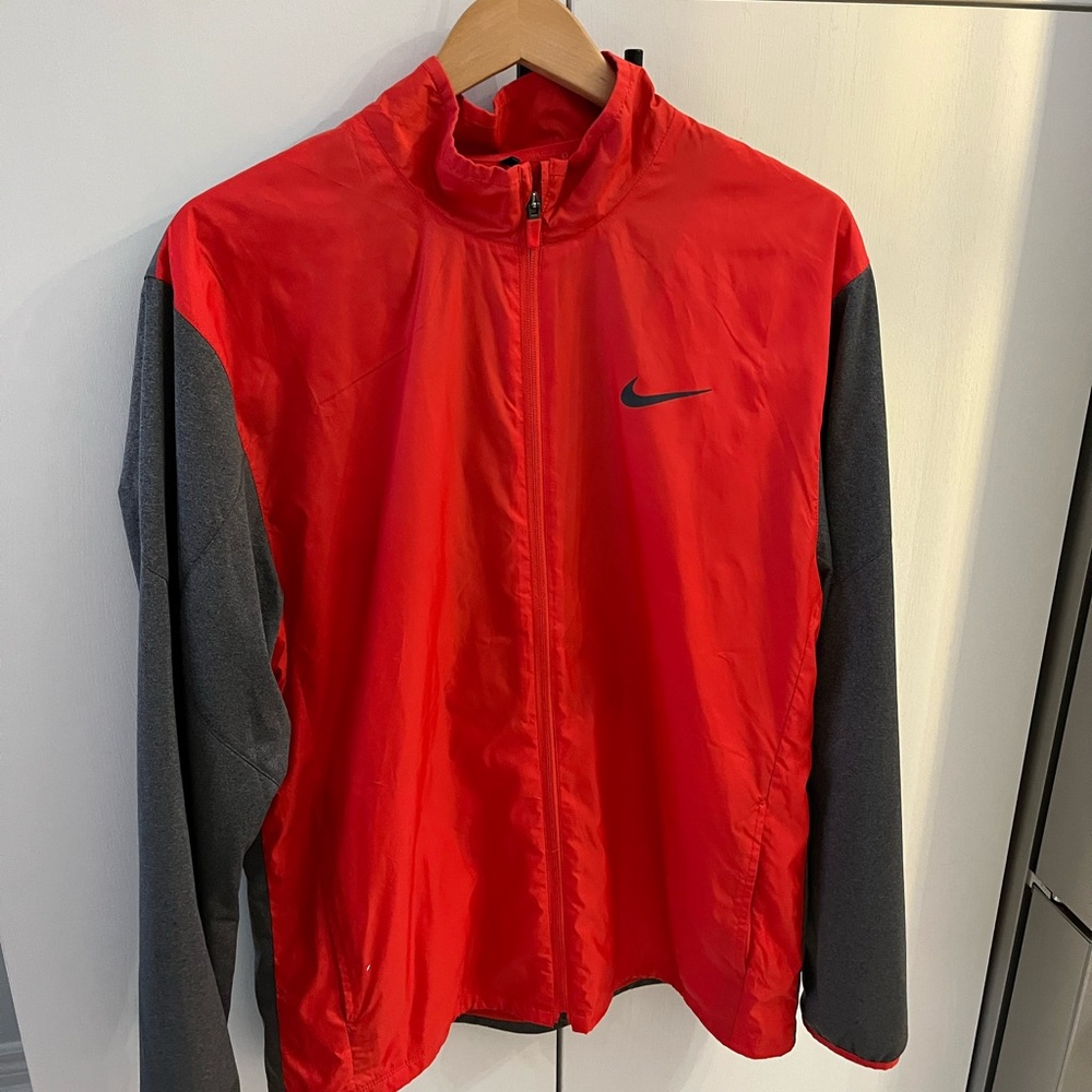 Nike Men's Vibrant Red and Charcoal Windbreaker